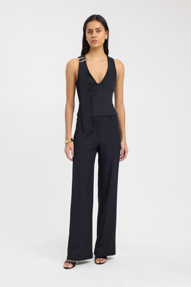 side Ariel Buckle Slider Top Kookai Fitted Plungeneck Sleeveless Womens-Blouse 