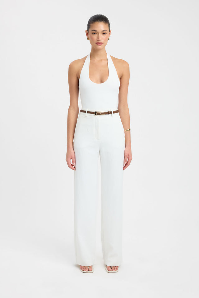 Showcasing the Ariel Straight Leg Pant in womens-regular-pants with regular high-rise white front