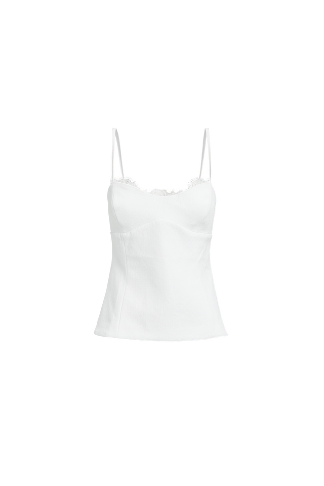 Ariel Lace Top Kookai Fitted Sweetheart Sleeveless Womens-Blouse 