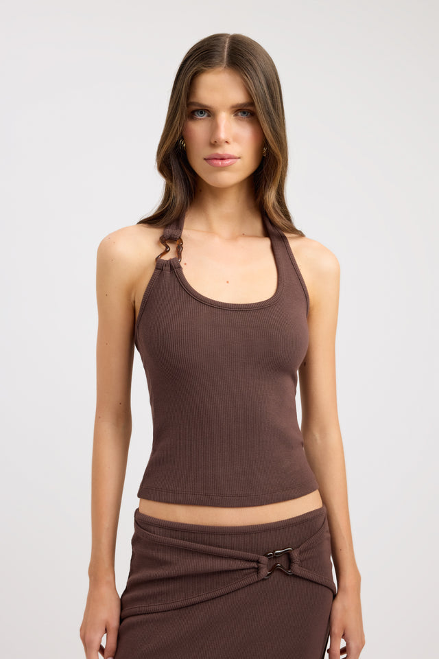 front Casper Tank Kookai Fitted Scoopneck Sleeveless Womens-Blouse 