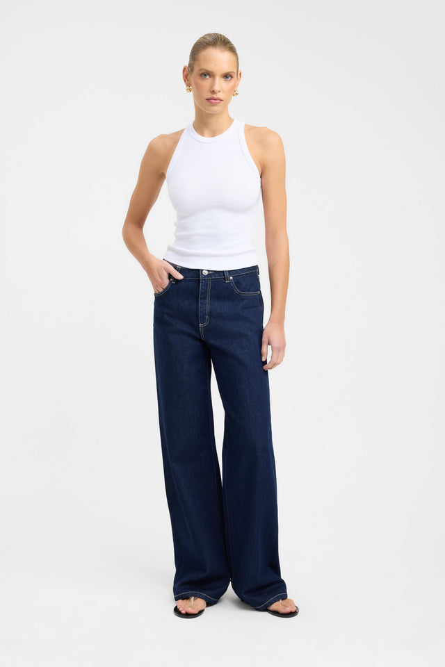 side Abbie Tank Kookai Fitted Roundneck Sleeveless Womens-Blouse 