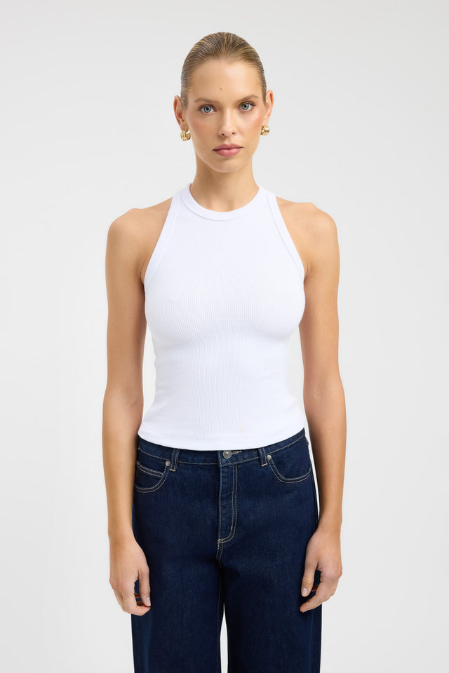 front Abbie Tank Kookai Fitted Roundneck Sleeveless Womens-Blouse 