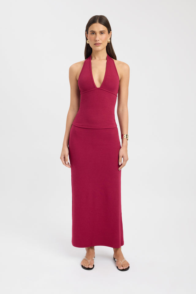 side Caity Tank Kookai Fitted Plungeneck Sleeveless Womens-Blouse 