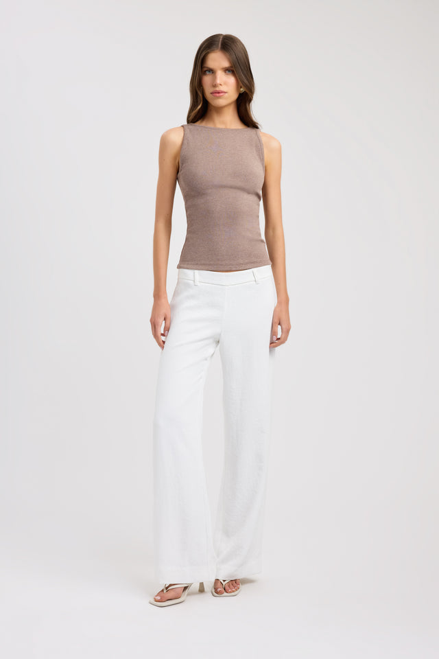 front Mateo Tank Kookai Fitted Boatneck Sleeveless Womens-Blouse 