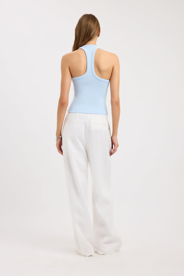 back Sky Racer Tank Kookai Fitted Scoopneck Sleeveless Womens-Blouse 