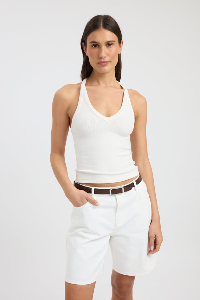 side Sky Racer Tank Kookai Fitted Strapless Sweetheart womens-singlets 