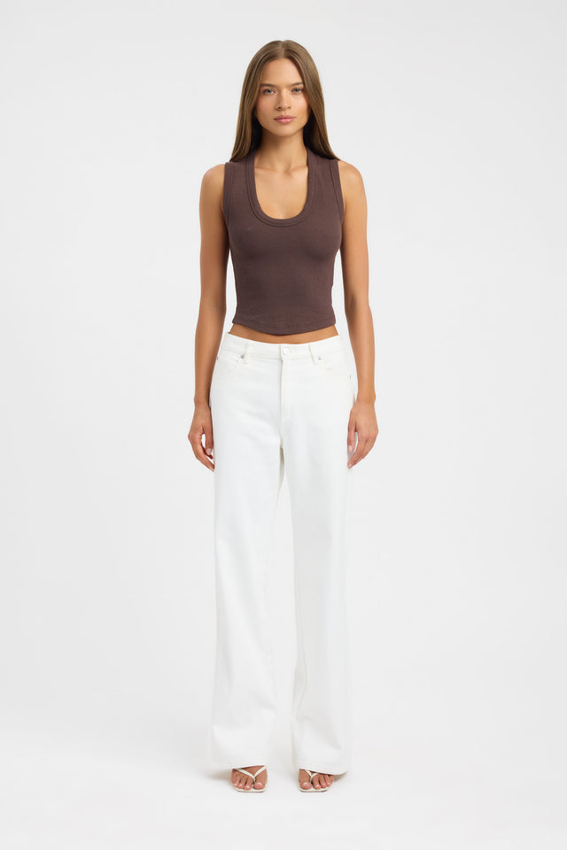 Camila Scoop Tank Kookai Fitted Roundneck Sleeveless Womens-Blouse 