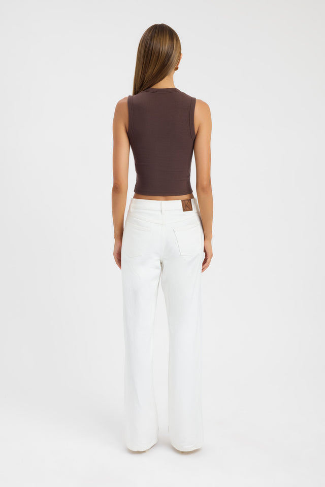 Camila Scoop Tank Kookai Fitted Roundneck Sleeveless Womens-Blouse 