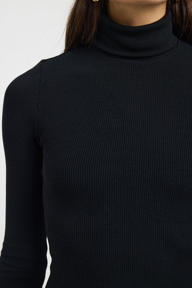 back Callie Core Long Sleeve Top Kookai Fitted Highneck Long sleeve Womens-Blouse 