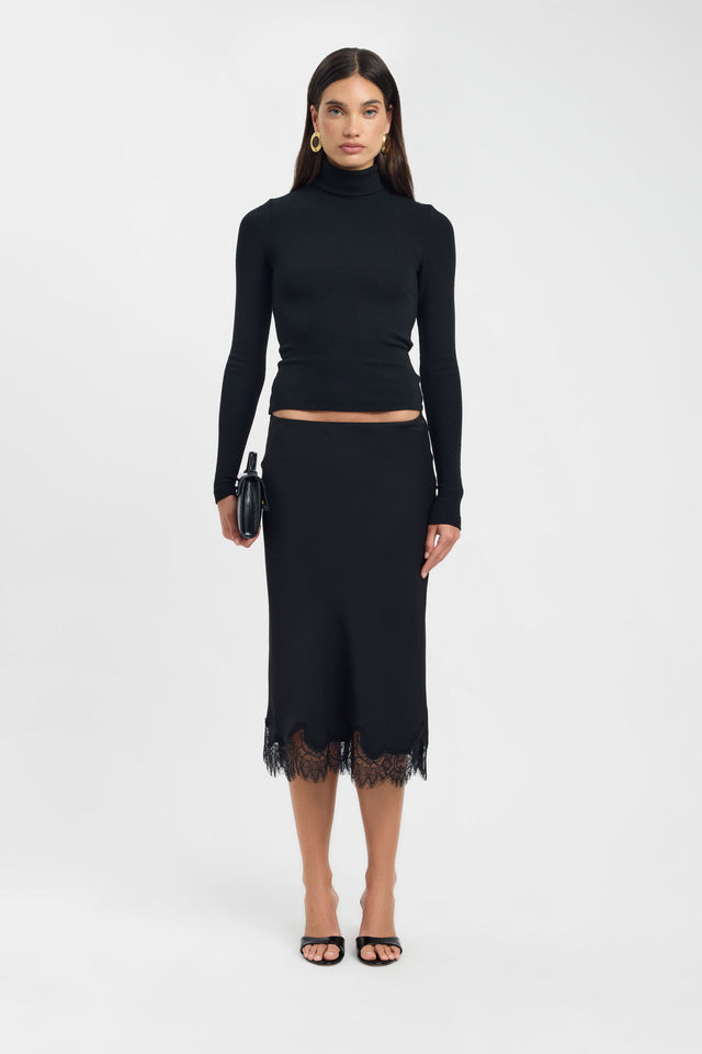 side Callie Core Long Sleeve Top Kookai Fitted Highneck Long sleeve Womens-Blouse 