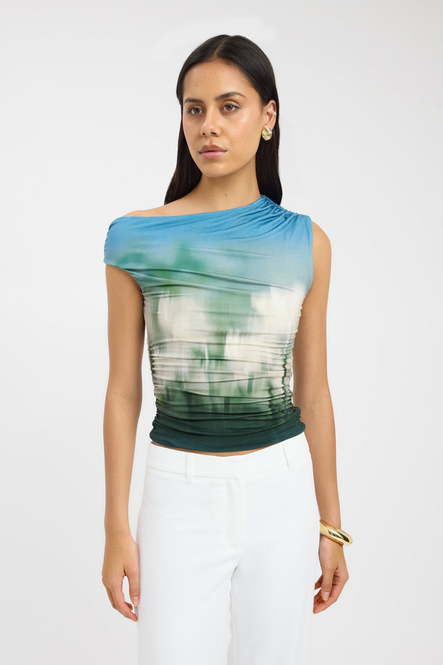 front Maya Top Kookai Fitted Asymmetry Short sleeves Womens-Blouse 