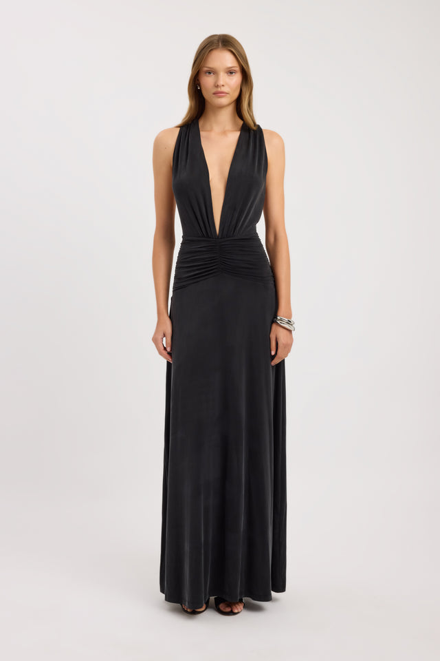 front Vera Maxi Dress Kookai Fit-and-flare Maxi Fitted Plungeneck womens-dresses 