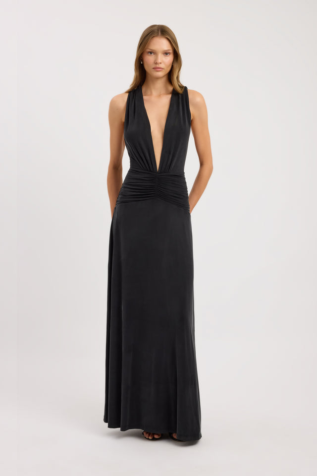 front Vera Maxi Dress Kookai Fit-and-flare Maxi Fitted Plungeneck womens-dresses 
