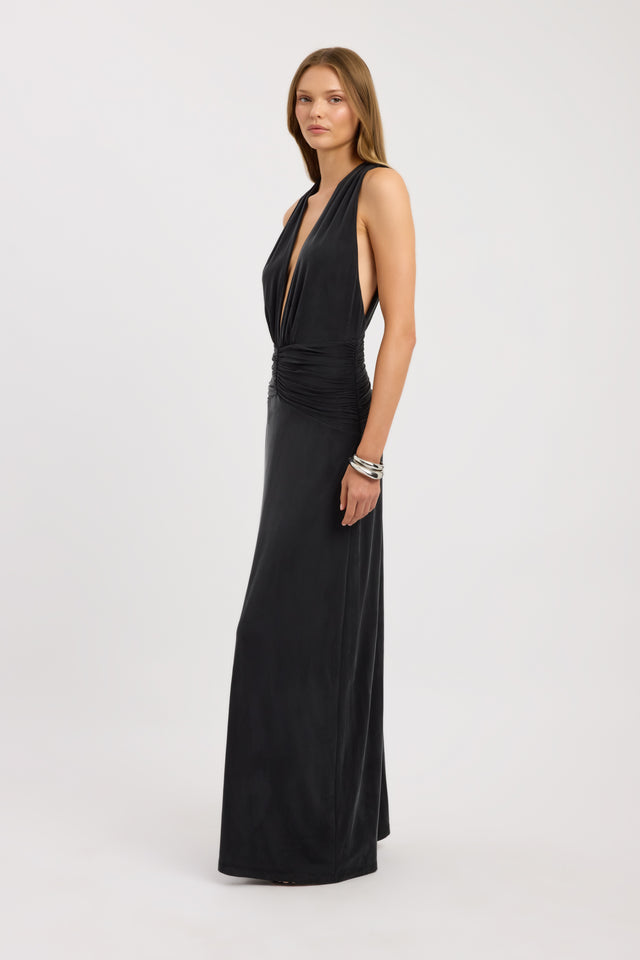 side Vera Maxi Dress Kookai Fit-and-flare Maxi Fitted Plungeneck womens-dresses 