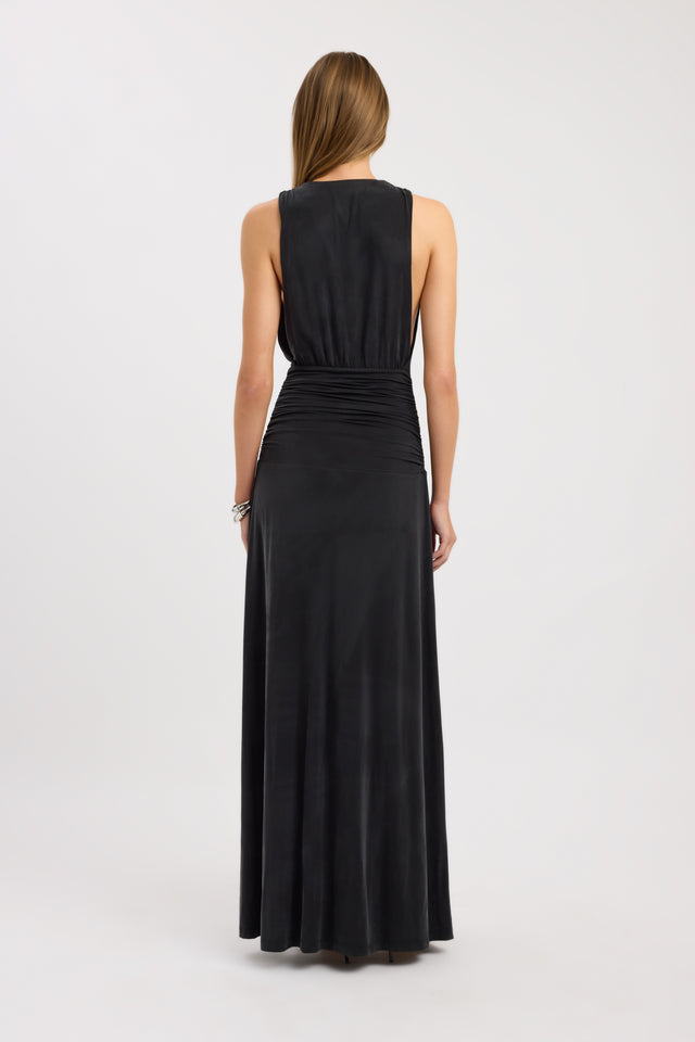 back Vera Maxi Dress Kookai Fit-and-flare Maxi Fitted Plungeneck womens-dresses 