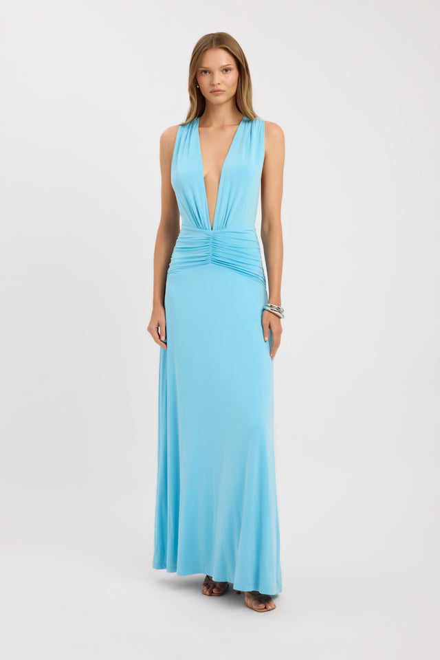 front Vera Maxi Dress Kookai Fit-and-flare Maxi Fitted Plungeneck womens-dresses 