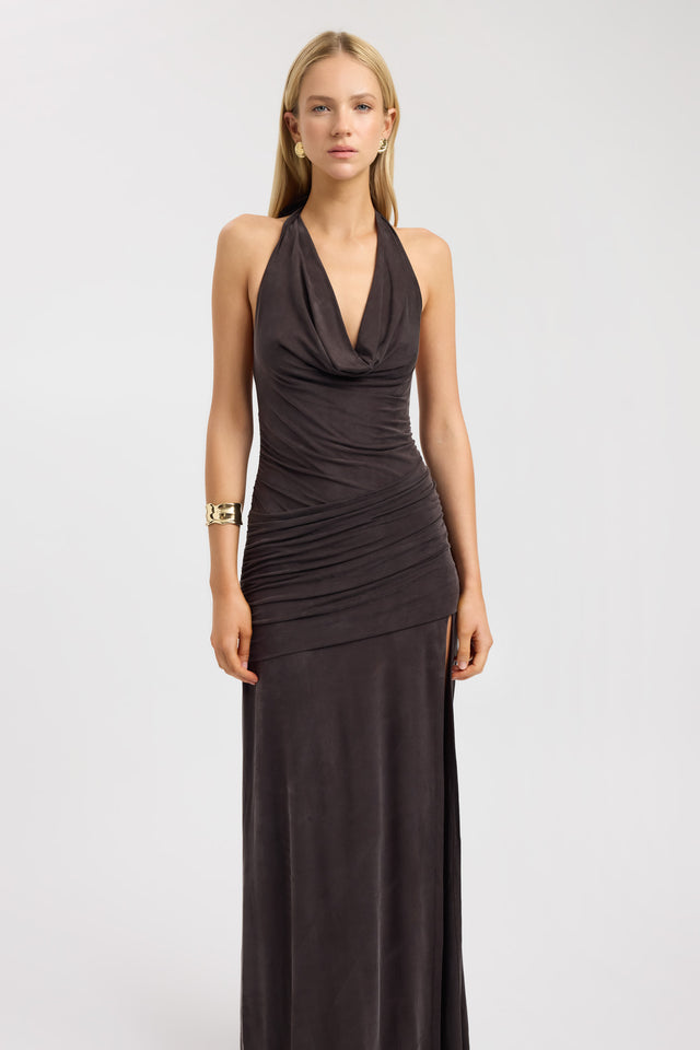 front Montana Maxi Dress Kookai Fit-and-flare Maxi Fitted Cowlneck womens-dresses 