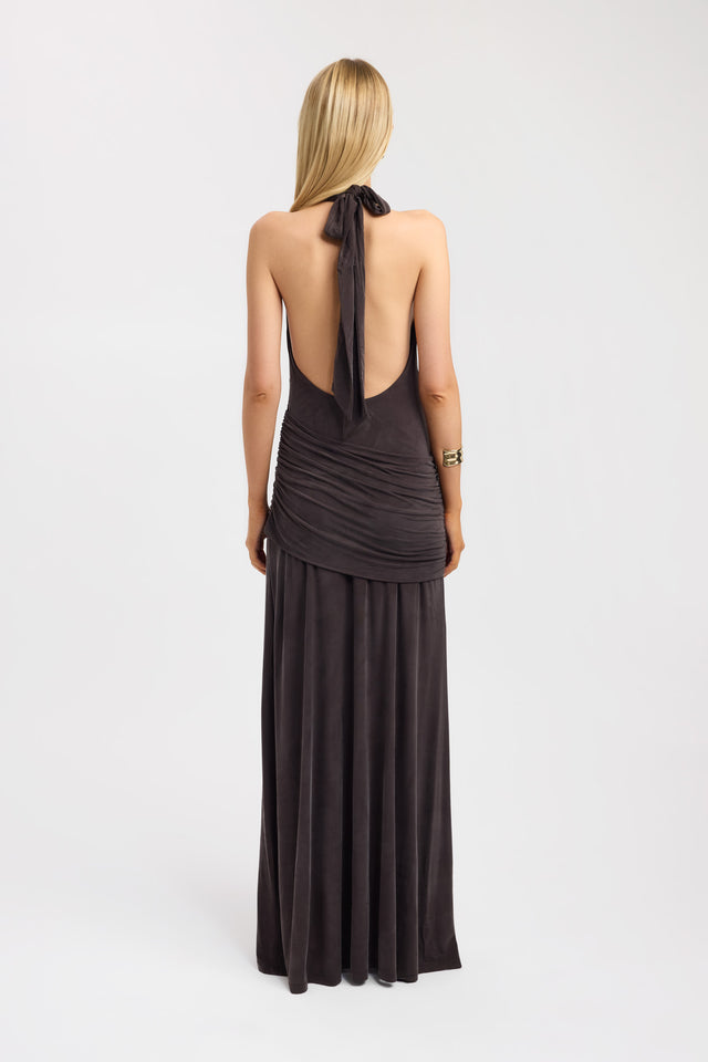 back Montana Maxi Dress Kookai Fit-and-flare Maxi Fitted Cowlneck womens-dresses 