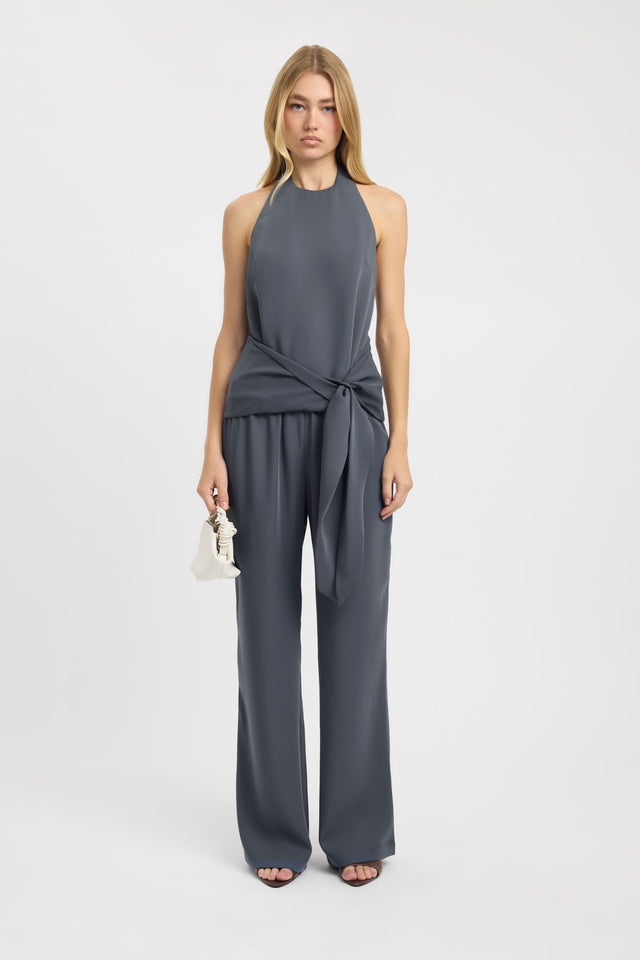 front Maria Halter Wrap Top Kookai Relaxed Roundneck Sleeveless Womens-Blouse 