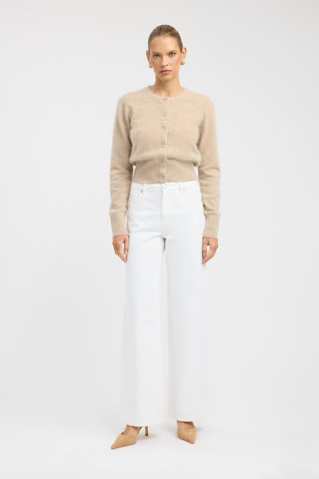 side Geneva Cardigan Kookai Fitted Roundneck Long sleeve Womens-Blouse 