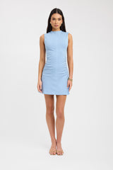 knee length dresses for ladies Denim Pocket Front Gold Button Accent Dress – SSYS main image 1