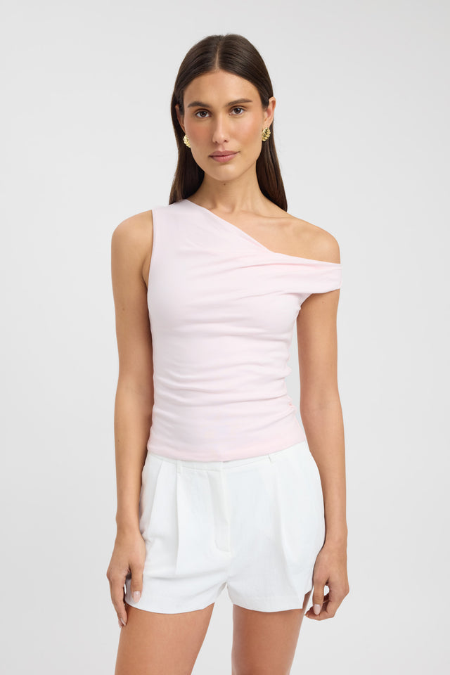 side Greta Top Kookai Fitted Asymmetry Sleeveless Womens-Blouse 