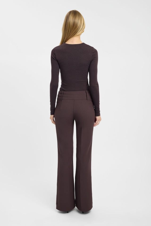Presenting the High Crew Top womens blouse in dark grey with fitted cut and full straight sleeves back