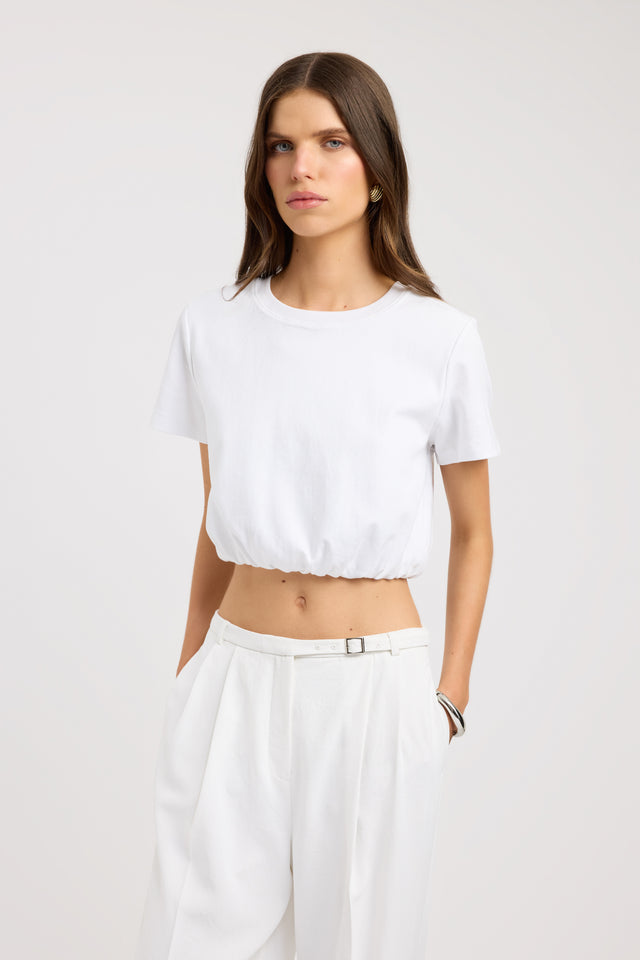 front Dusk Cropped Tee Kookai Relaxed Roundneck Short sleeves Womens-Blouse 