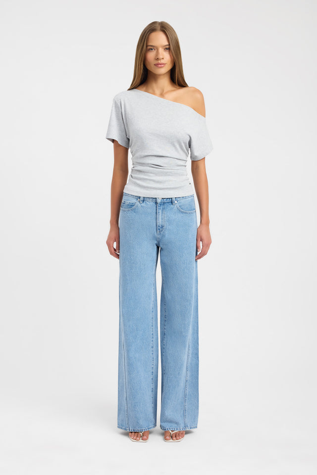 side Nova Off Shoulder Tee Kookai Fitted Asymmetry Short sleeves Womens-Blouse 