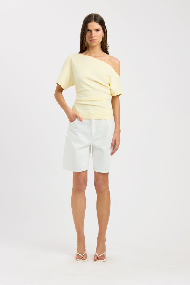 side Nova Off Shoulder Tee Kookai Asymmetry Fitted Off shoulder womens-tees 