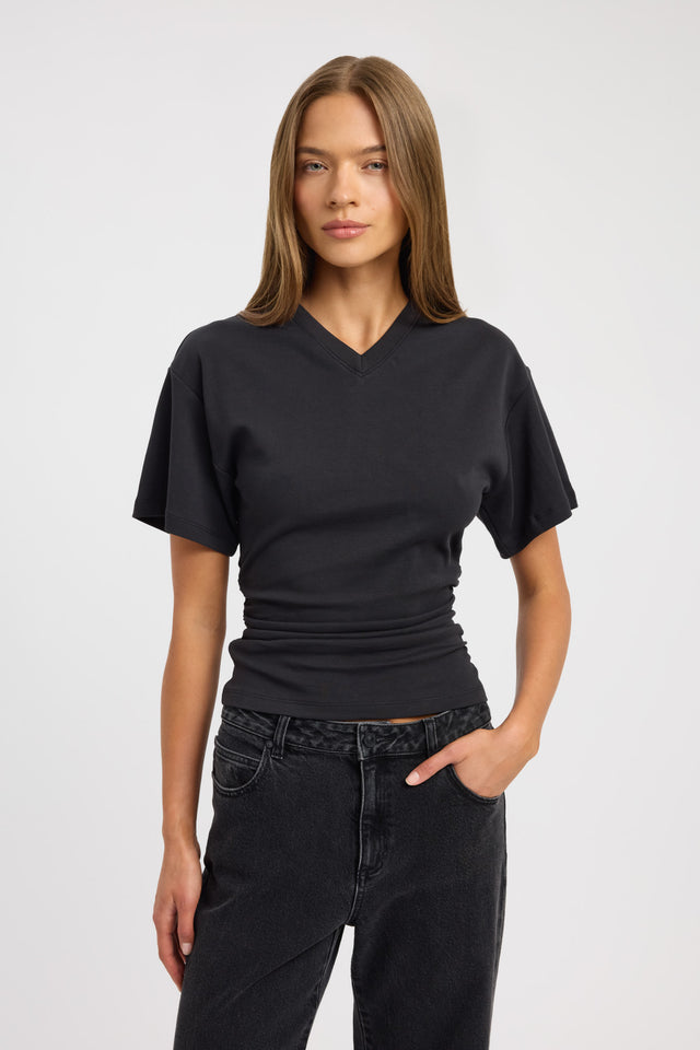 Nova Vee Neck Tee Kookai Crew neck Fitted womens-tees 