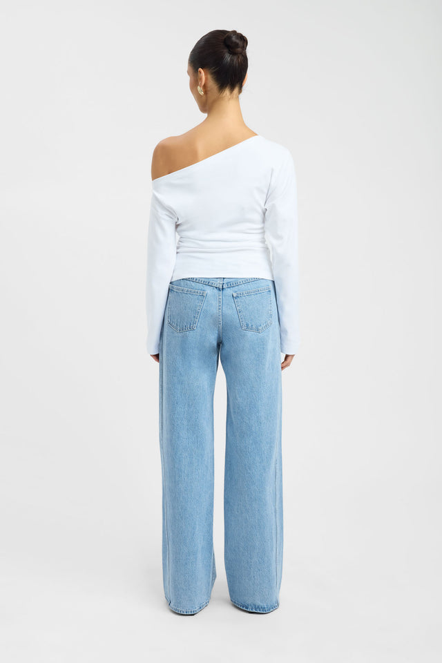 Nova Off Shoulder Long Sleeve Top Kookai Fitted Asymmetry Long sleeve Womens-Blouse 