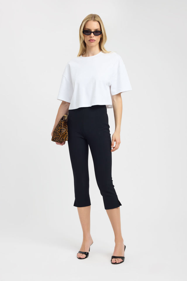 side Halo Cropped Tee Kookai Oversized Roundneck Half sleeves Womens-Blouse 