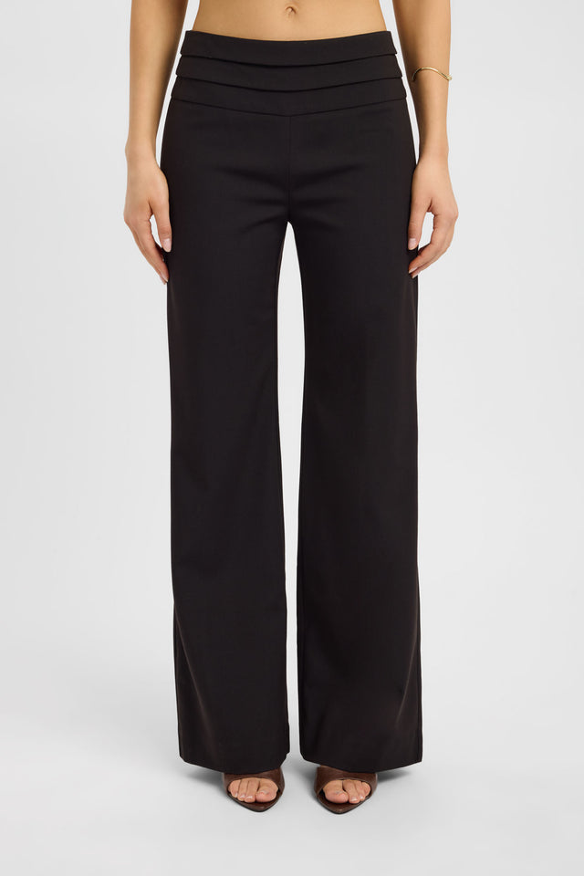 Crafted with the Ashford Tuck Pant womens-regular-pants featuring wide-leg high-rise black detail