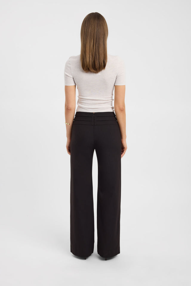 Showcasing the Ashford Tuck Pant womens-regular-pants with wide-leg high-rise black back