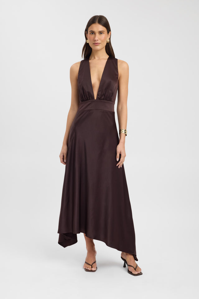 front Palermo Plunge Maxi Dress Kookai Fit-and-flare Maxi Fitted Plungeneck womens-dresses 