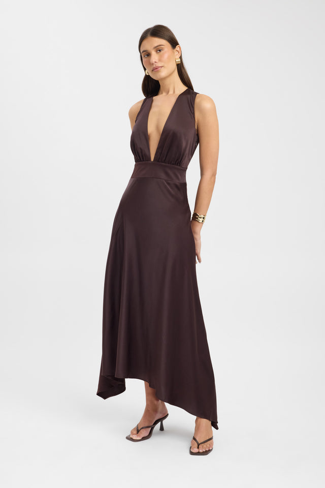 side Palermo Plunge Maxi Dress Kookai Fit-and-flare Maxi Fitted Plungeneck womens-dresses 