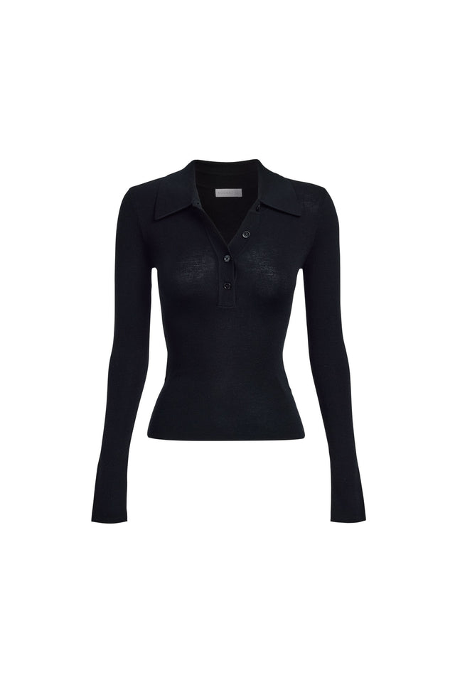 front Jackson Button Up Top Kookai Fitted V-neck Long sleeve Womens-Blouse 