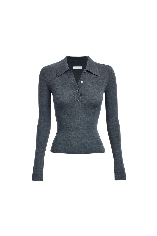 front Jackson Button Up Top Kookai Fitted Roundneck Long sleeve Womens-Blouse 