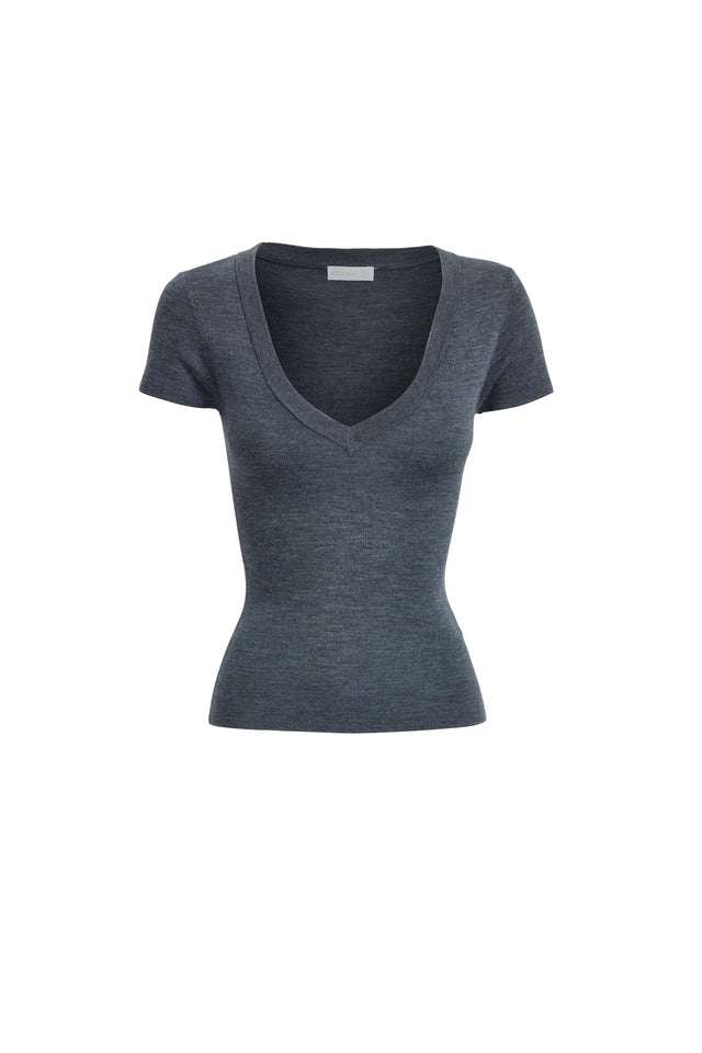 Jackson Vee Neck Top Kookai Fitted V-neck Short sleeves Womens-Blouse 
