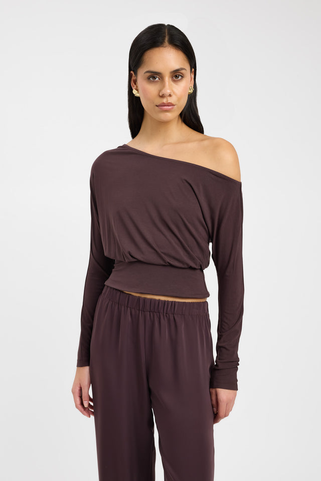 front Anders Top Kookai Relaxed Asymmetry Long sleeve Womens-Blouse 