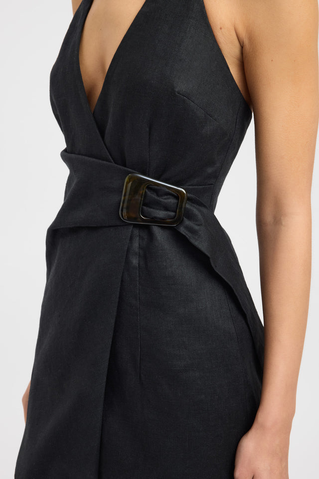 side Palm Trim Mini Dress Kookai Straight Mini Fitted V-neck womens-dresses 