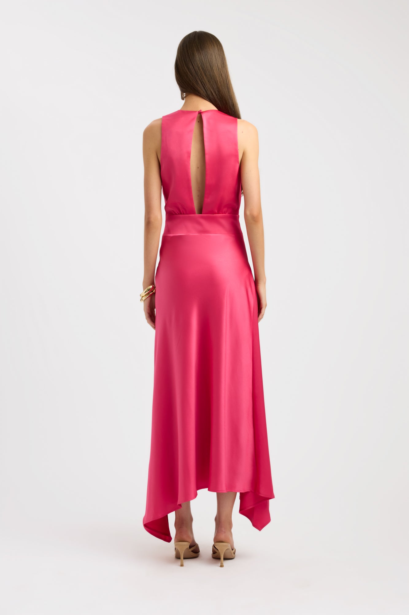 kookai hot pink dress Palermo Plunge Maxi Dress