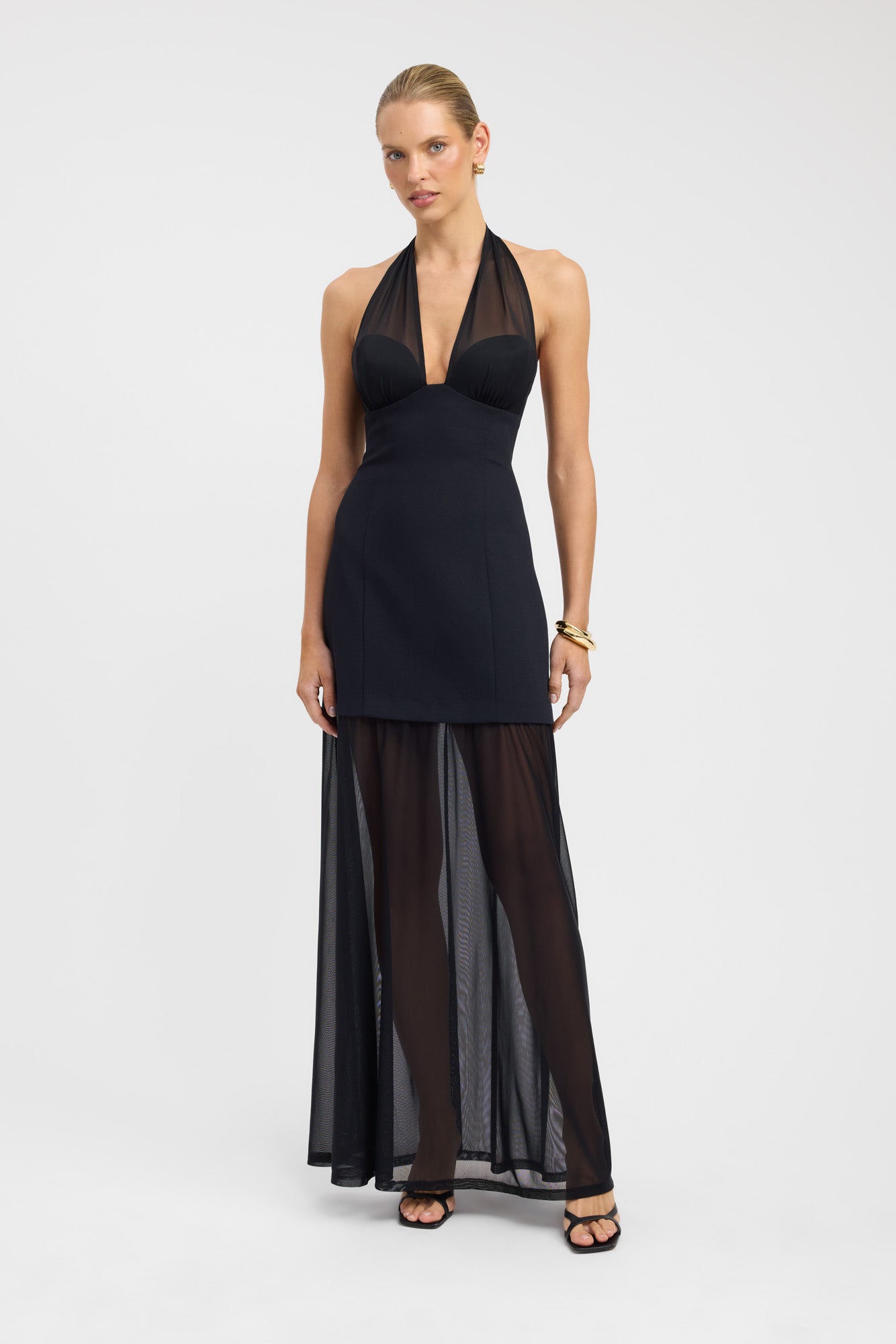 black mesh maxi dress Women's Plus Size Celeste Sheer Maxi Dress - Black