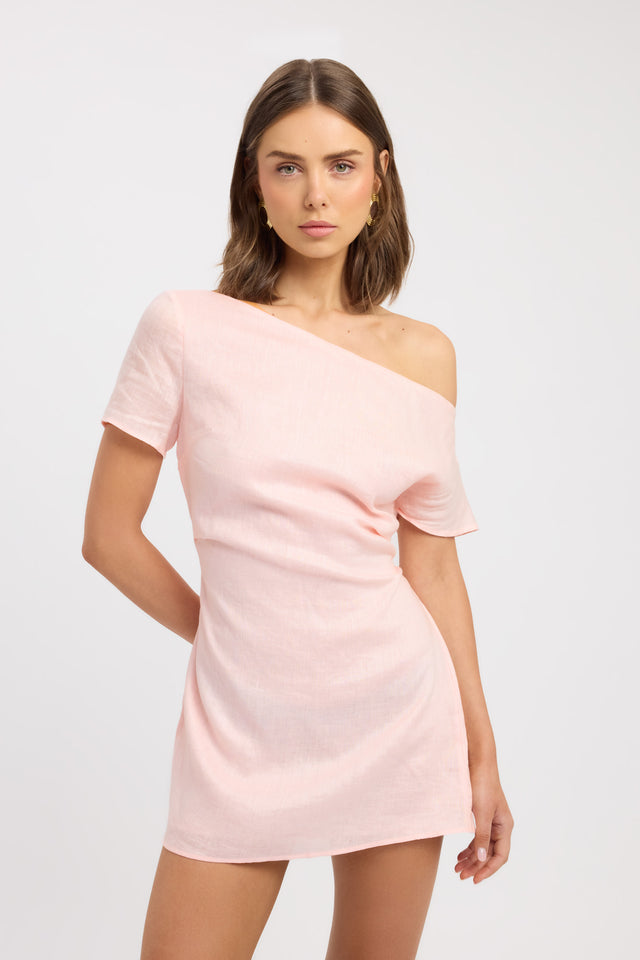 front Tahiti Asymmetric Dress Kookai Straight Mini Fitted Asymmetry womens-dresses 