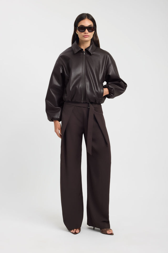 Featuring the Heavy Phoenix Bomber Jacket in womens coats and jackets with full puffed sleeves and short oversized fit in black on-body