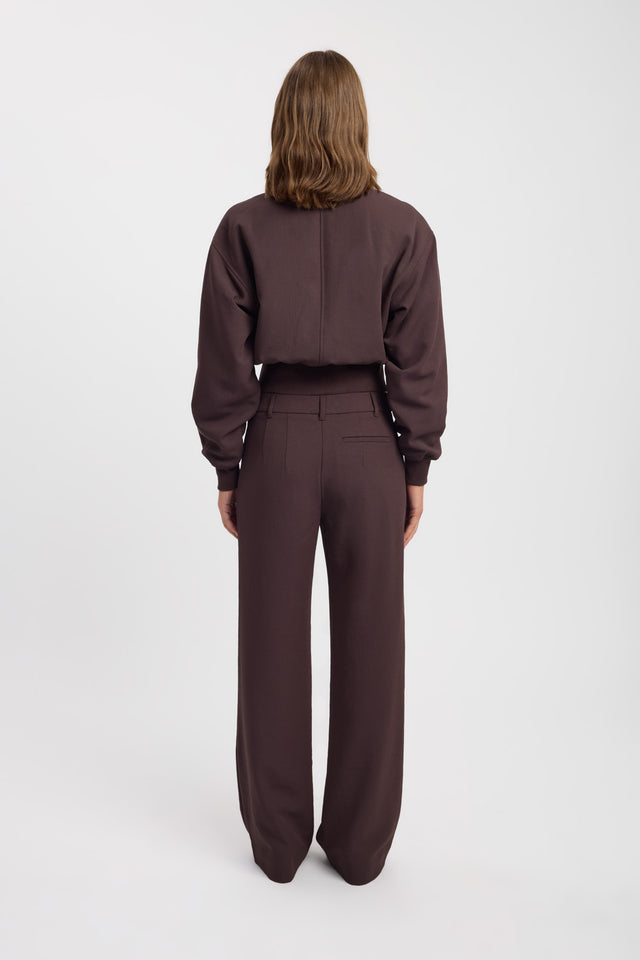 back Ariel Ribbed Bomber Jacket Kookai Long sleeve Bomber Regular womens-coats-and-jackets 