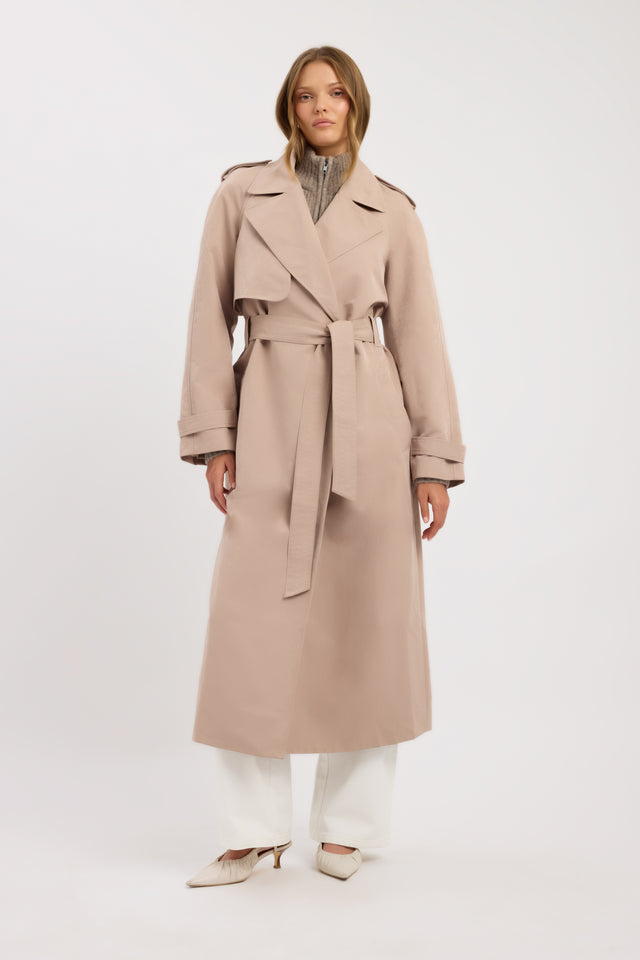 back Kora Trench Coat Kookai Long sleeve Trench-coat Full length womens-coats-and-jackets 