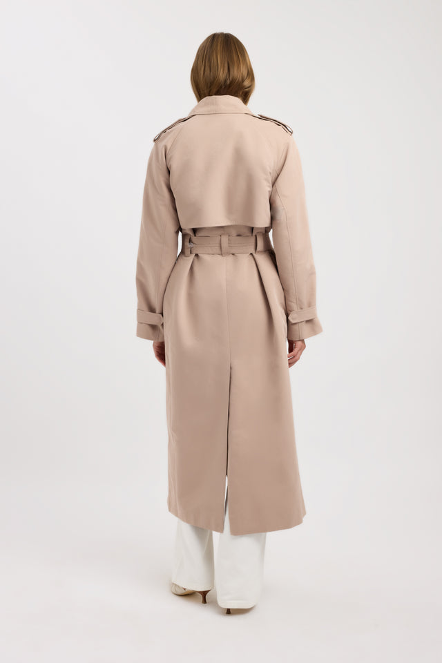 back Kora Trench Coat Kookai Long sleeve Trench-coat Full length womens-coats-and-jackets 