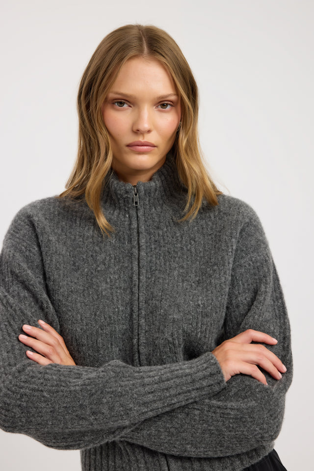 front Irina Zip Cardigan Kookai Long sleeve Regular womens-coats-and-jackets 